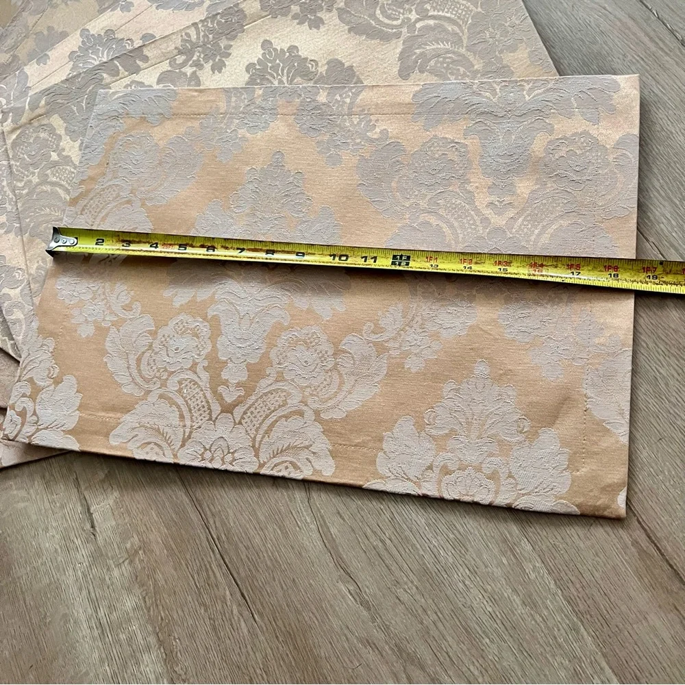 6 PCs Damask‎ Floral Gold Ivory Placemats Rectangle Table Decor 18.5” X  13” Vtg